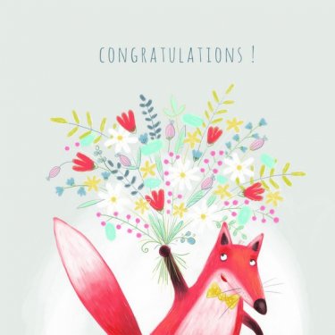 Открытка Cardsi - Fox with Flowers (Congratulations!) №2378